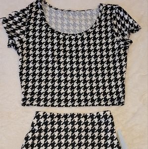 Houndstooth 2 piece skirt set
